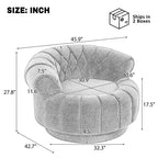 Fauteuil d'appoint pivotant moderne avec rembourrage épais, fauteuil club rond en chenille, fauteuil baril rotatif à 360° pour salon ou appartement-Panipeachy