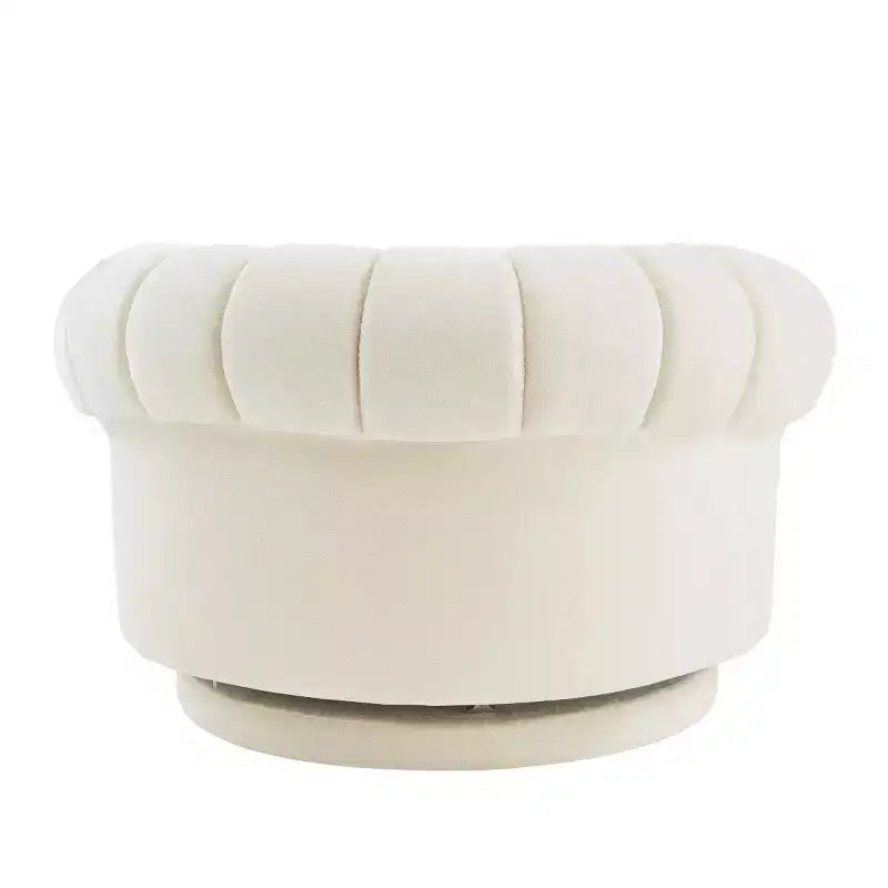 Fauteuil d'appoint pivotant moderne avec rembourrage épais, fauteuil club rond en chenille, fauteuil baril rotatif à 360° pour salon ou appartement-Panipeachy