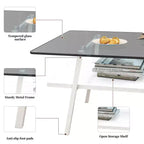 Table basse rectangulaireTable basse en verre avec plateau en verre trempé, pieds en métal, table transparente moderne pour salon, appartement ou maison