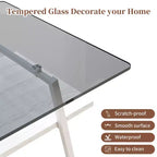 Table basse rectangulaireTable basse en verre avec plateau en verre trempé, pieds en métal, table transparente moderne pour salon, appartement ou maison