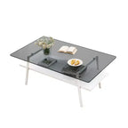 Table basse rectangulaireTable basse en verre avec plateau en verre trempé, pieds en métal, table transparente moderne pour salon, appartement ou maison