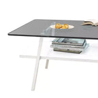 Table basse rectangulaireTable basse en verre avec plateau en verre trempé, pieds en métal, table transparente moderne pour salon, appartement ou maison