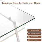 Table basse rectangulaireTable basse en verre avec plateau en verre trempé, pieds en métal, table transparente moderne pour salon, appartement ou maison