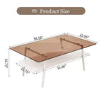 Table basse rectangulaireTable basse en verre avec plateau en verre trempé, pieds en métal, table transparente moderne pour salon, appartement ou maison