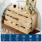 Commode à 6 tiroirs pour chambre à coucher, commode en bois moderne de 120 cm de large avec grand espace de rangement en bois, commode pour salon, couloir