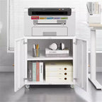 Meuble d'imprimante COZONY avec rangement, table d'imprimante 3D robuste, étagère réglable, double porte, sur roulettes, table pour télécopieur en métal pour bureau à domicile