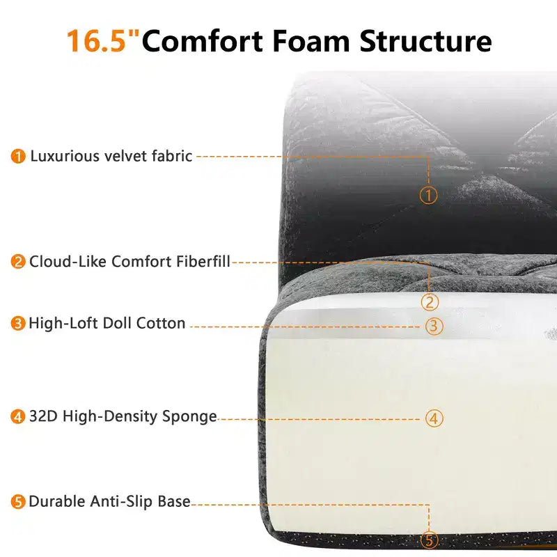 Clihome Tissu en velours doux en forme de L, Base éponge haute densité 32D, Base design ergonomique, Conception antidérapante, Combinaison libre, Ottomane mobile