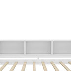 Lit de repos jumeau/double avec lit gigogne, cadre de lit en bois avec bureau, tiroirs de rangement et étagères, pas besoin de sommier tapissier - ModernLuxe