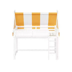 Lit mezzanine double pour enfants avec auvent, lumières LED et étagère - ModernLuxe