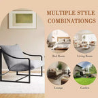 COZONY Fauteuil d'appoint moderne, fauteuil de lecture à cadre métallique, accoudoirs, coussin en mousse souple, capacité de 127 kg, fauteuil rembourré en toile pour salon, chambre à coucher, lounge