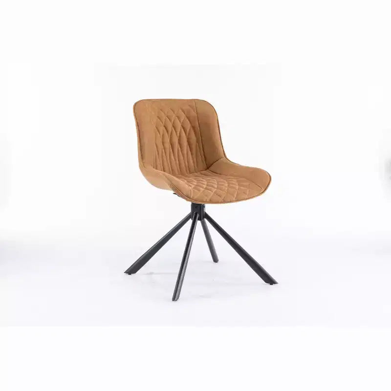 Ensemble de 2 chaises de salle à manger pivotantes modernes TUYOHW, chaise d'appoint avec pieds en métal noir, chaise rembourrée en cuir et suède pour salle à manger, cuisine, marron