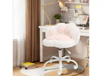 Chaise de bureau pivotante à 360° en forme de patte de chat blanche avec hauteur réglable, coussin moelleux et roulettes – Idéale pour la chambre, la salle de maquillage et le bureau à domicile.