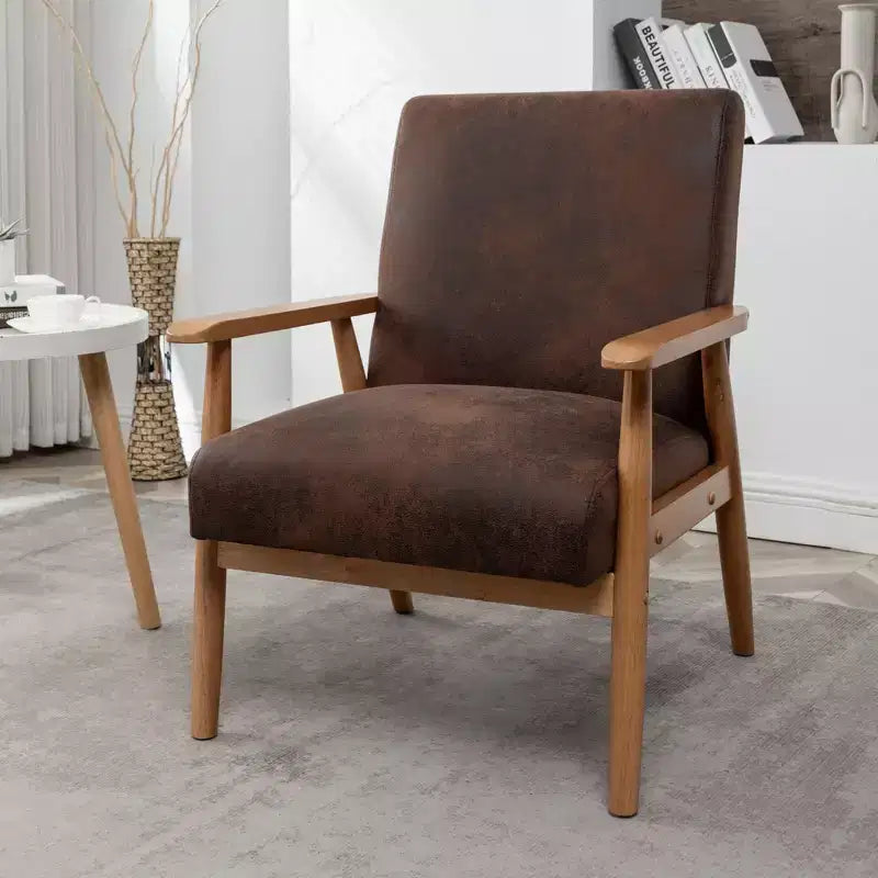 Fauteuil d'appoint moderne TUYOHW, fauteuil de salon avec accoudoirs fuselés, cadre en bois massif, fauteuil rembourré en microfibre pour salon, bureau