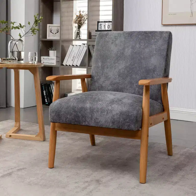 Fauteuil d'appoint moderne TUYOHW, fauteuil de salon avec accoudoirs fuselés, cadre en bois massif, fauteuil rembourré en microfibre pour salon, bureau