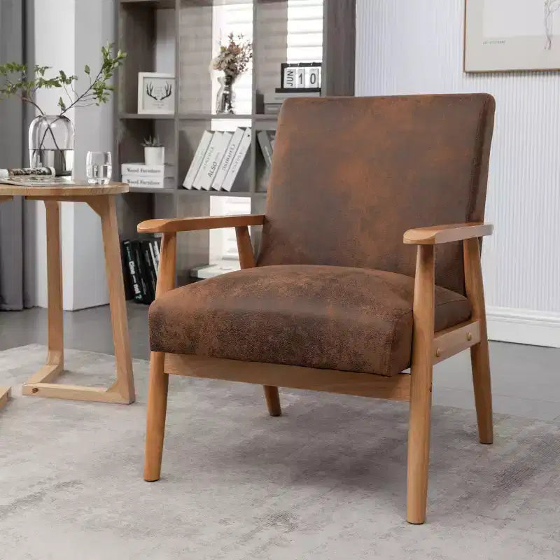Fauteuil d'appoint moderne TUYOHW, fauteuil de salon avec accoudoirs fuselés, cadre en bois massif, fauteuil rembourré en microfibre pour salon, bureau