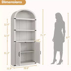 Bibliothèque avec portes Étagère arquée de 182 cm de haut Armoire de style campagnard avec étagères Bibliothèques en bois pour bureau à domicile, salon
