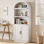 Bibliothèque avec portes Étagère arquée de 182 cm de haut Armoire de style campagnard avec étagères Bibliothèques en bois pour bureau à domicile, salon