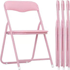 Acekool Table de jeu pliante en métal avec 4 chaises, chaises pliantes rembourrées roses avec coussin et cadre en acier, table carrée pliable pour salle à manger