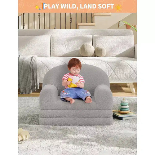 Canapé convertible 2 en 1 pour enfants Acekool, fauteuil douillet en polaire d'ours en peluche qui se transforme en chaise longue ou en lit, canapé moelleux pour enfants pour salle de jeux et chambre de bébé