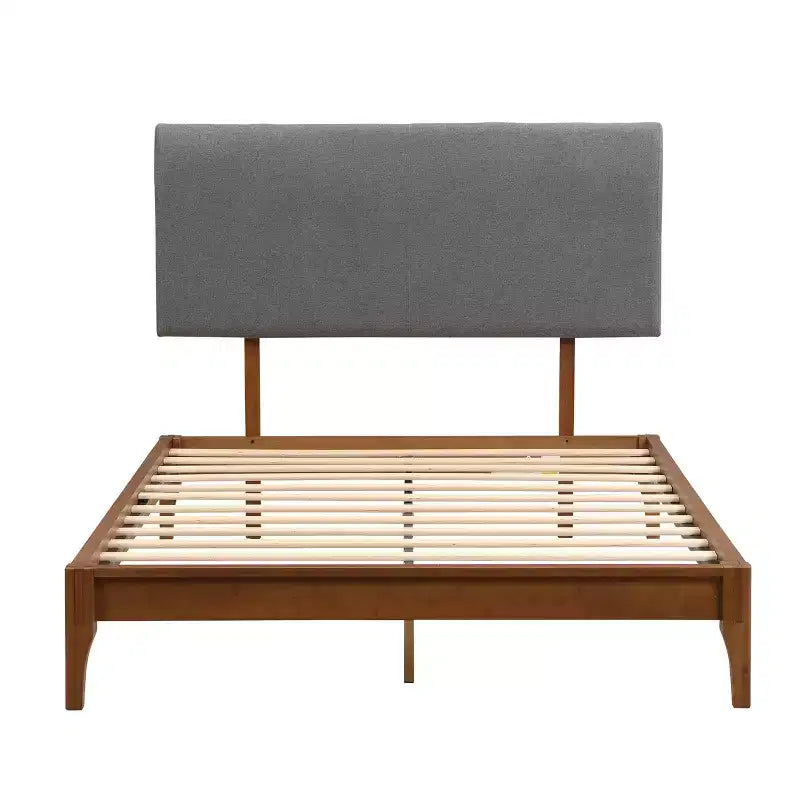 Lit plate-forme GDFStudio Julia 12 pouces en bambou massif avec tête de lit haute rembourrée