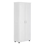 Armoire de rangement haute de salle de bain, meuble de sol autoportant avec 2 portes, étagères réglables, 5 compartiments intérieurs pour cuisine/garde-manger