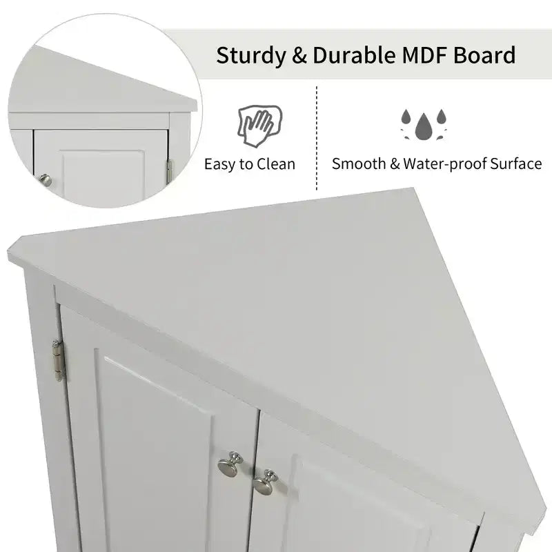 Meuble d'angle de salle de bain moderne en bois GDFStudio Ellis avec étagère réglable