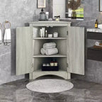 Meuble d'angle de salle de bain moderne en bois GDFStudio Ellis avec étagère réglable