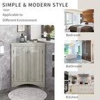 Meuble d'angle de salle de bain moderne en bois GDFStudio Ellis avec étagère réglable