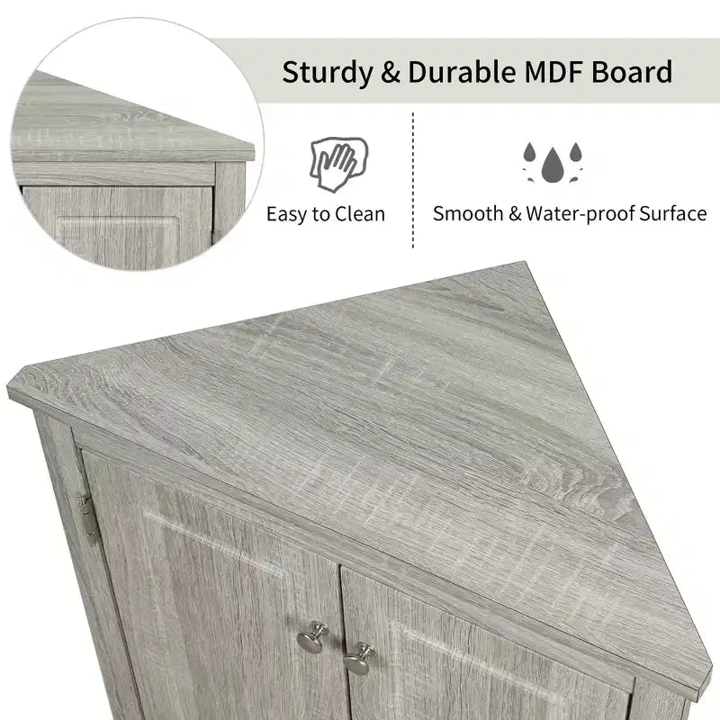 Meuble d'angle de salle de bain moderne en bois GDFStudio Ellis avec étagère réglable