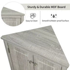 Meuble d'angle de salle de bain moderne en bois GDFStudio Ellis avec étagère réglable