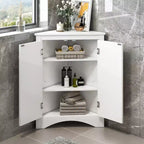 Meuble d'angle de salle de bain moderne en bois GDFStudio Ellis avec étagère réglable