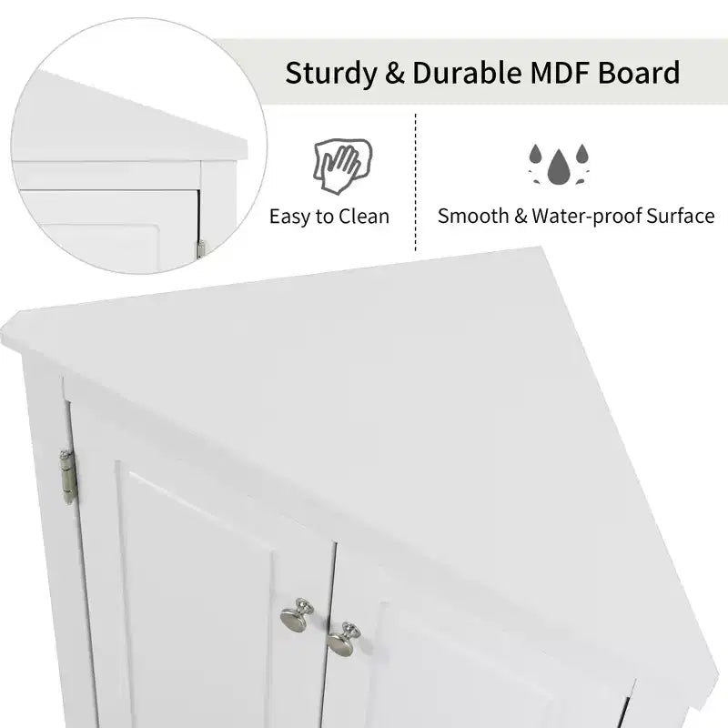 Meuble d'angle de salle de bain moderne en bois GDFStudio Ellis avec étagère réglable