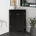 GDFStudio Ellis Modern Wood Bathroom Corner Storage Cabinet with Adjustable Shelf