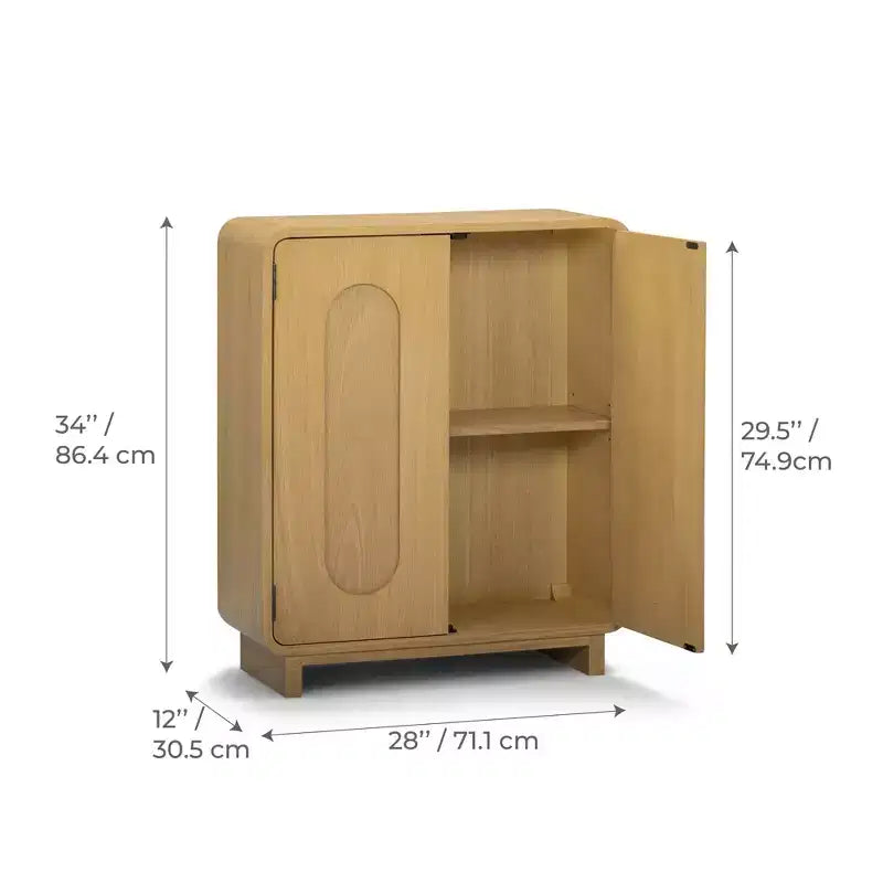 Teamson Home Tenley - Meuble d'appoint moderne 2 portes avec étagère réglable et poignée encastrée