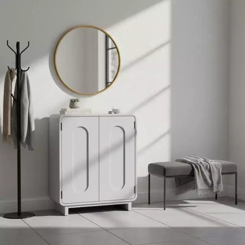 Teamson Home Tenley - Meuble d'appoint moderne 2 portes avec étagère réglable et poignée encastrée