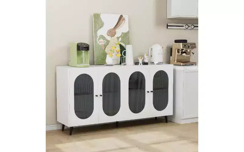 TUYOHW Modern Acrylic-Door Sideboard Cabinet, Pantry Cabinet Storage Cabinet with Detachable Shelves, Freestanding Storage Cupboard Console Table
