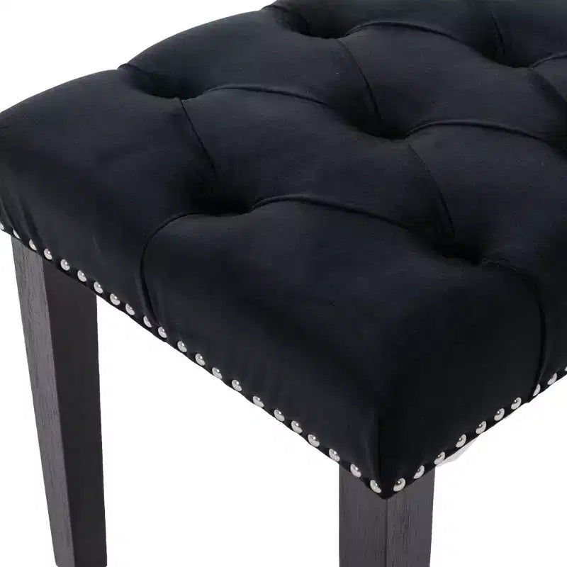 TUYOHW 45.2 Banc Ottomane Moderne en Velours avec Capitonnage, Banc d'entrée Rectangulaire Rembourré avec Pieds en Bois, Banc à Chaussures pour Salon, Chambre à Coucher