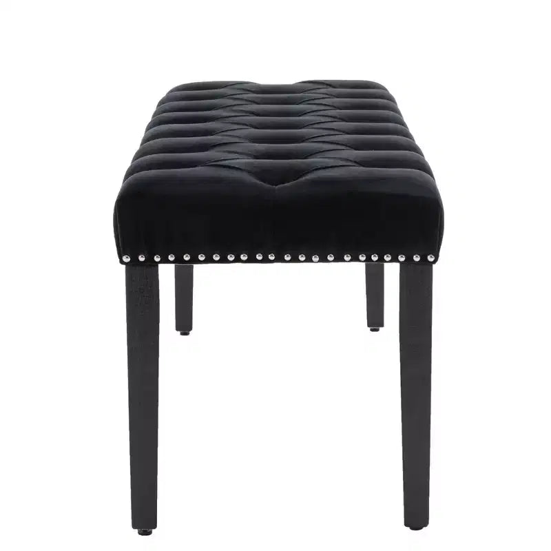 TUYOHW 45.2 Banc Ottomane Moderne en Velours avec Capitonnage, Banc d'entrée Rectangulaire Rembourré avec Pieds en Bois, Banc à Chaussures pour Salon, Chambre à Coucher
