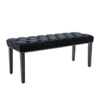 TUYOHW 45.2 Banc Ottomane Moderne en Velours avec Capitonnage, Banc d'entrée Rectangulaire Rembourré avec Pieds en Bois, Banc à Chaussures pour Salon, Chambre à Coucher