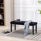 TUYOHW 45.2 Banc Ottomane Moderne en Velours avec Capitonnage, Banc d'entrée Rectangulaire Rembourré avec Pieds en Bois, Banc à Chaussures pour Salon, Chambre à Coucher