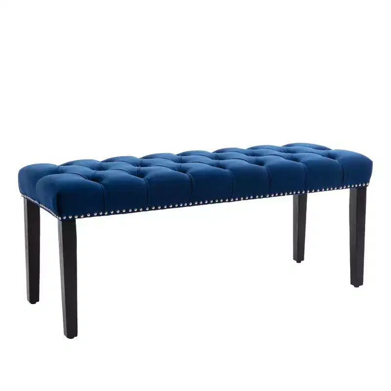 TUYOHW 45.2 Banc Ottomane Moderne en Velours avec Capitonnage, Banc d'entrée Rectangulaire Rembourré avec Pieds en Bois, Banc à Chaussures pour Salon, Chambre à Coucher
