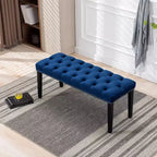 TUYOHW 45.2 Banc Ottomane Moderne en Velours avec Capitonnage, Banc d'entrée Rectangulaire Rembourré avec Pieds en Bois, Banc à Chaussures pour Salon, Chambre à Coucher