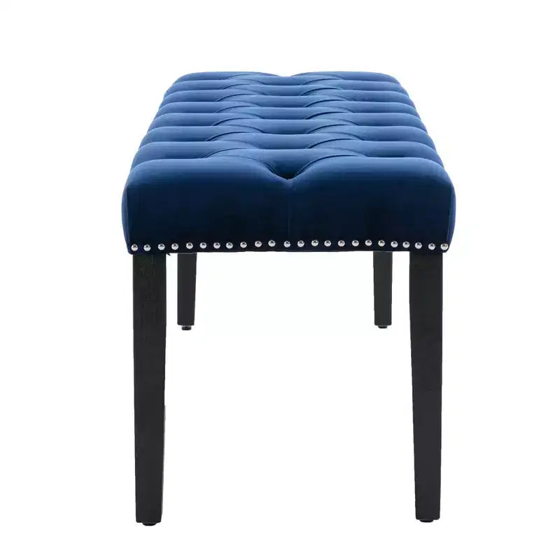 TUYOHW 45.2 Banc Ottomane Moderne en Velours avec Capitonnage, Banc d'entrée Rectangulaire Rembourré avec Pieds en Bois, Banc à Chaussures pour Salon, Chambre à Coucher