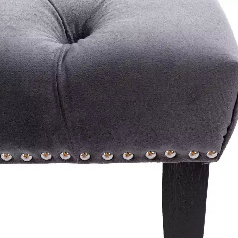 TUYOHW 45.2 Banc Ottomane Moderne en Velours avec Capitonnage, Banc d'entrée Rectangulaire Rembourré avec Pieds en Bois, Banc à Chaussures pour Salon, Chambre à Coucher