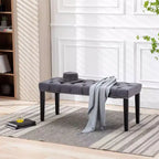TUYOHW 45.2 Banc Ottomane Moderne en Velours avec Capitonnage, Banc d'entrée Rectangulaire Rembourré avec Pieds en Bois, Banc à Chaussures pour Salon, Chambre à Coucher