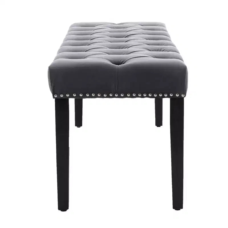 TUYOHW 45.2 Banc Ottomane Moderne en Velours avec Capitonnage, Banc d'entrée Rectangulaire Rembourré avec Pieds en Bois, Banc à Chaussures pour Salon, Chambre à Coucher