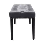 TUYOHW 45.2 Banc Ottomane Moderne en Velours avec Capitonnage, Banc d'entrée Rectangulaire Rembourré avec Pieds en Bois, Banc à Chaussures pour Salon, Chambre à Coucher