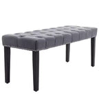 TUYOHW 45.2 Banc Ottomane Moderne en Velours avec Capitonnage, Banc d'entrée Rectangulaire Rembourré avec Pieds en Bois, Banc à Chaussures pour Salon, Chambre à Coucher