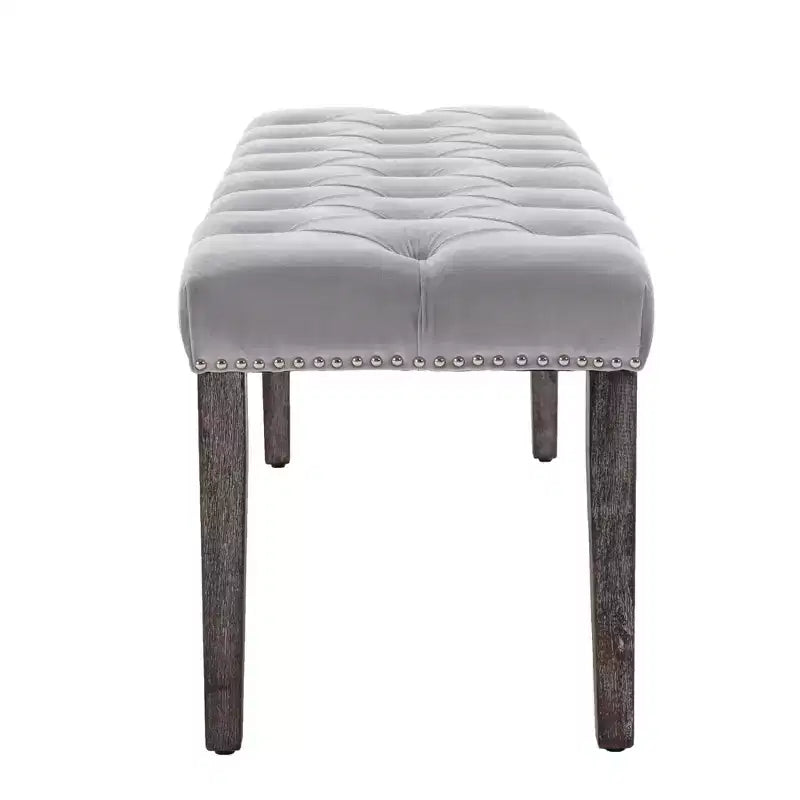 TUYOHW 45.2 Banc Ottomane Moderne en Velours avec Capitonnage, Banc d'entrée Rectangulaire Rembourré avec Pieds en Bois, Banc à Chaussures pour Salon, Chambre à Coucher