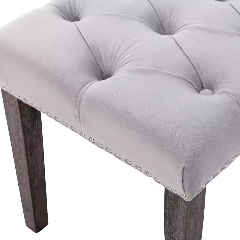 TUYOHW 45.2 Banc Ottomane Moderne en Velours avec Capitonnage, Banc d'entrée Rectangulaire Rembourré avec Pieds en Bois, Banc à Chaussures pour Salon, Chambre à Coucher